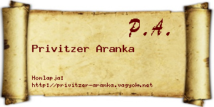 Privitzer Aranka névjegykártya